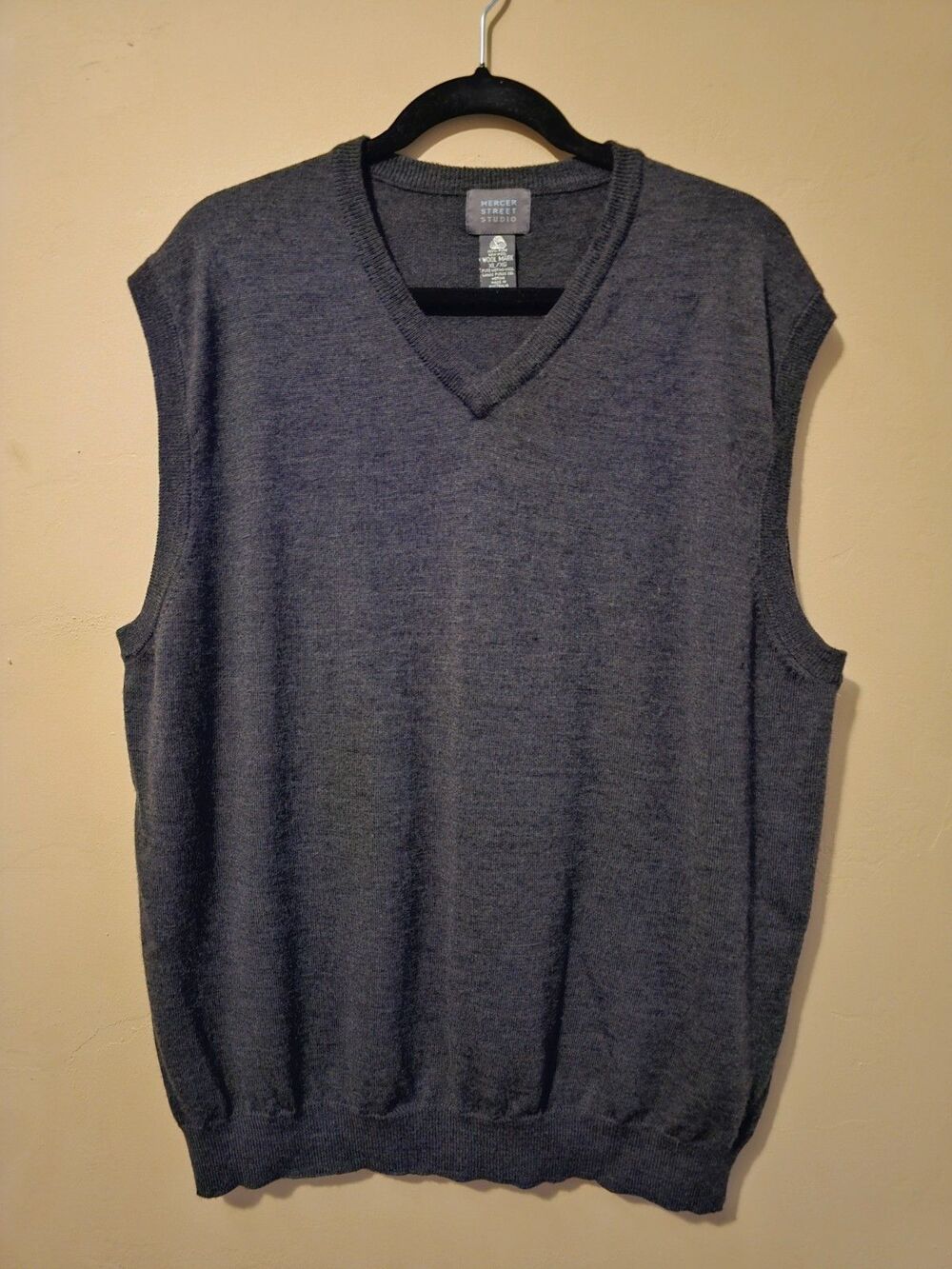 Mercer Street Studio Sweater Vest Mens XL Grey Merino Wool Pullover Australia